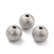 201 Stainless Steel Beads, Round, Stainless Steel Color, 10x9mm, Hole: 2mm(STAS-STAS-Z039-02B-P)