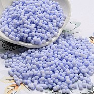 Macaron Color Opaque Frosted Glass Seed Beads, Peanut, Lavender, 6x3x3mm, Hole: 1.2mm, about 4000pcs/pound(SEED-K009-12B-12)