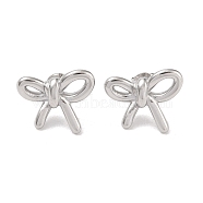 304 Stainless Steel Stud Earrings for Women, Bowknot, Stainless Steel Color, 16.5x20mm(EJEW-Z049-01P)