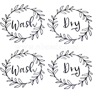 PVC Wash Dry Laundry Stickers, Waterproof Word Wash Dry Wall Decals for Washing Machine, Black, 602x285x0.1mm(STIC-WH0004-24B)