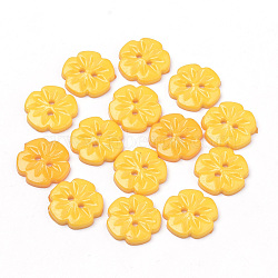 2-Hole Acrylic Buttons, Flower, Orange, 15x2.5mm, Hole: 1.5mm(BUTT-Q037-08F)