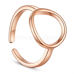SHEGRACE Simple Design 925 Sterling Silver Finger Rings, with Circle, Rose Gold, Size 7, 17mm(JR305B)