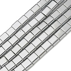 Electroplated Non-magnetic Synthetic Hematite Beads Strands, Square, 2-Hole, Silver, 6x6x3mm, Hole: 1.2mm, about 69pcs/strand, 15.55 inch(39.5cm)(G-C106-A02-13)