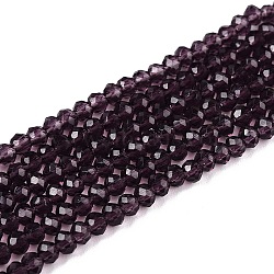 Glass Beads Strands, Faceted, Rondelle, Purple, 2.3~2.7x2mm, Hole: 0.4mm, about 150~155pcs/strand, 12.60~12.99 inch(32~33cm)(EGLA-A044-T1mm-D15)