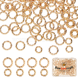 240Pcs 2 Styles Brass Open Jump Rings, Long-Lasting Plated, Twisted Ring, Real 18K Gold Plated, 18 Gauge, 6~8x1mm, Inner Diameter: 4~6mm, 120pcs/style(KK-BBC0002-75)