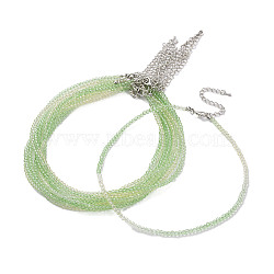 Faceted Rondelle Glass Beaded Necklace for Women, with Alloy Clasps, Dark Sea Green, 16.14 inch(41cm), 3mm(NJEW-M208-01H)