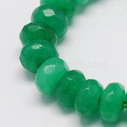 Natural White Jade Bead Strands, Dyed, Faceted, Rondelle, Sea Green, 6x4mm, Hole: 0.5mm; about 97pcs/strand, 15.5 inch(X-G-R168-6x4mm-08)