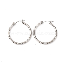 Non-Tarnish 304 Stainless Steel Hoop Earrings for Women, Ring, Stainless Steel Color, 27x25x2mm, Pin: 11x1mm(EJEW-F339-02P-02)