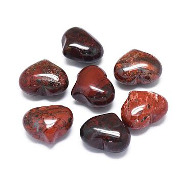 Natural Brecciated Jasper Heart Palm Stone, Pocket Stone for Energy Balancing Meditation, 20~21x25~25.5x13~14mm