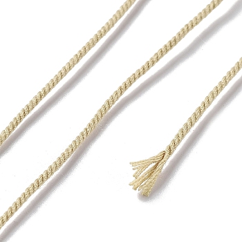 Polyester Twisted Cord, Round, for DIY Jewelry Making, Pale Goldenrod, 1mm, about 49.21 Yards(45m)/Roll