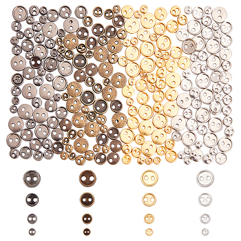 Alloy Mini Buttons, 2-Hole, Flat Round, Cadmium Free & Lead Free, Mixed Color, 3~6x1mm, Hole: 0.7~1mm, 240pcs/box