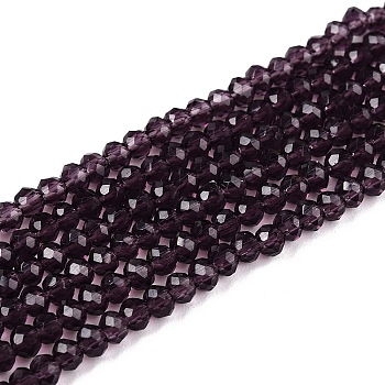 Glass Beads Strands, Faceted, Rondelle, Purple, 2.3~2.7x2mm, Hole: 0.4mm, about 150~155pcs/strand, 12.60~12.99 inch(32~33cm)