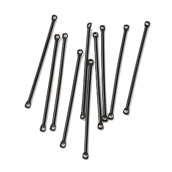 304 Stainless Steel Connector Charms, Bar Links, Electrophoresis Black, 35x2x1mm, Hole: 1mm