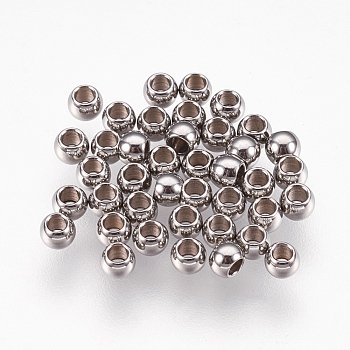 316 Stainless Steel Spacer Beads, Rondelle, Stainless Steel Color, 3x2mm, Hole: 1.5mm