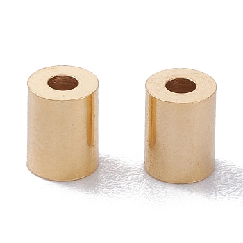 Brass Cord Ends, End Caps, Long-Lasting Plated, Column, Real 24K Gold Plated, 6x4.5mm, Hole: 1.8mm, Inner Diameter: 4mm