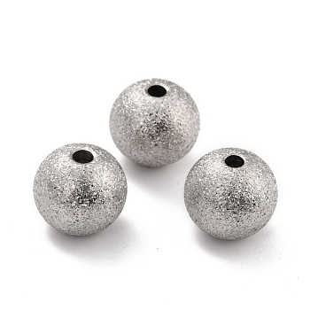 201 Stainless Steel Beads, Round, Stainless Steel Color, 10x9mm, Hole: 2mm