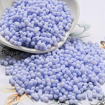 Macaron Color Opaque Frosted Glass Seed Beads, Peanut, Lavender, 6x3x3mm, Hole: 1.2mm, about 4000pcs/pound