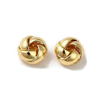 Brass Beads, Knot Twist, Real 18K Gold Plated, 6x3.5mm, Hole: 1.6mm