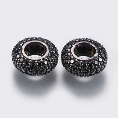 Black Rondelle Brass+Cubic Zirconia Beads