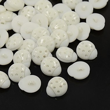 18mm White Ladybug Acrylic 1-Hole Button
