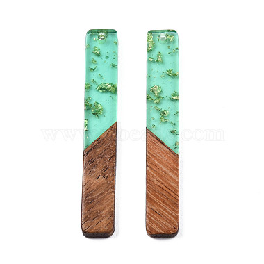 Turquoise Rectangle Resin+Wood Big Pendants