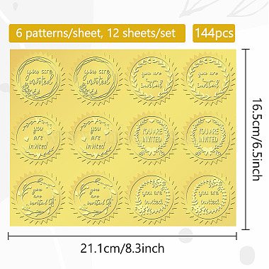 6 Patterns Aluminium-foil Paper Adhesive Embossed Stickers(DIY-WH0451-007)-2