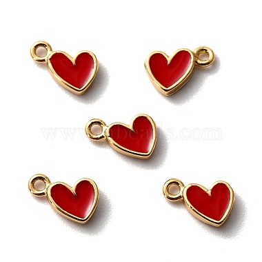 Real 18K Gold Plated Red Heart Brass+Enamel Pendants