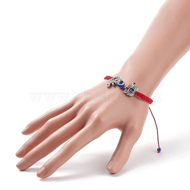 Resin Evil Eye & Alloy Braided Bead Bracelet(BJEW-JB08487)-3