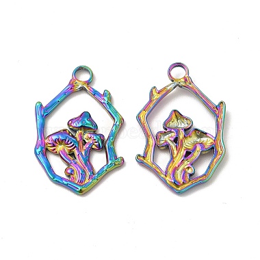 Rainbow Color Mushroom 304 Stainless Steel Pendants