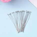 Brass Ball Head Pins, Nickel Free, Real Platinum Plated, 40x0.6mm, Head: 2mm(KK-YW0004-03D-P)