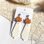 Halloween Spray Painted Acrylic Dangle Stud Earrings, Platinum, Ghost, 70mm(FS-WGEB551-01)