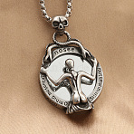Punk Style 316L Surgical Stainless Steel Gothic Skull Magic Mirror Female Pendant Pendant Box Chain Necklaces for Men, Stainless Steel Color, 23.62 inch(60cm)(WG8DFA6-01)