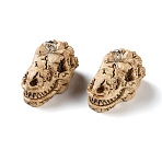 Skull Theme Opaque Resin Pendants, with Platinum Iron Loop, Dinosaur Charm, 15x22x13.5mm, Hole: 2mm(RE-CBA4F9B-05C)