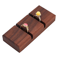 2-Slot Walnut Wood Ring Displays, Finger Ring Organizer Holder, Rectangle, Coconut Brown, 12x5x2cm, Slot: 5mm(RDIS-WH0001-32A)