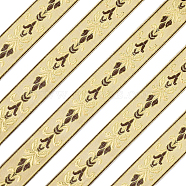 Polyester Silk Ribbon, Garment Accessories, Flat with Flower Pattern, Brown, 1-1/8 inch(30mm), 25m/roll(OCOR-WH0065-16B)