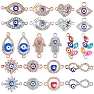 22Pcs Evil Eye Charm Connector Alloy Enamel Eye Charm Pendant Lucky Eye Charm for Jewelry Necklace Bracelet Earring Making Crafts, Platinum & Golden, 16~23x16mm(JX221A)