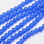 Natural & Dyed Malaysia Jade Bead Strands, Round, Blue, 6mm, Hole: 0.8mm, about 64pcs/strand, 15 inch(G-A146-6mm-A21)