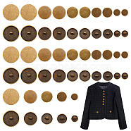 WADORN 50Pcs 5 Style 1-Hole Alloy Shank Buttons, Flat Round, Antique Bronze, 10~25x6.5~8mm, Hole: 2~2.5mm, 10pcs/style(BUTT-WR0001-10C)