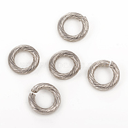 304 Stainless Steel Jump Ring, Open Jump Rings, Stainless Steel Color, 10x2mm, Inner Diameter: 6mm, 12 Gauge(STAS-G224-23P-05)