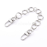 Iron & 304 Stainless Steel Link Ring Mobile Straps, with Zinc Alloy Swivel Clasps, Platinum, 20.8cm(HJEW-JM00431)