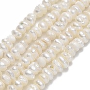 Natural Cultured Freshwater Pearl Beads Strands, Keshi Pearl Beads, Nuggets, Linen, 4~5.5x3.5~4x3~3.5mm, Hole: 0.6mm, about 129~130pcs/strand, 13.78''(35cm)(PEAR-A005-26)