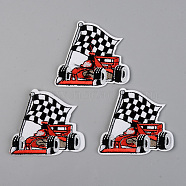 Computerized Embroidery Cloth Iron on/Sew on Patches, Appliques, Costume Accessories, Racecar, Red, 55x62x2mm(X-DIY-S040-070)