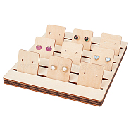 Wood Earring Card Display Stands, Jewelry Card Organizer Holder with 18Pcs Earring Display Cards, Bisque, 25x22x5.7cm(EDIS-WH0039-01)