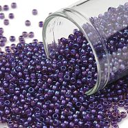 TOHO Round Seed Beads, Japanese Seed Beads, (928) Inside Color AB Rosaline/Opaque Purple Lined, 11/0, 2.2mm, Hole: 0.8mm, about 1110pcs/10g(X-SEED-TR11-0928)