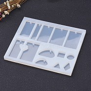 DIY Pendant Silicone Molds, Resin Casting Molds, For UV Resin, Epoxy Resin Jewelry Making, Mixed Shapes, White, 147x123x8mm, Hole: 3.2~4.2mm(X-AJEW-P041-01)