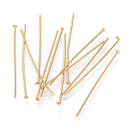 304 Stainless Steel Flat Head Pins, Real 16K Gold Plated, 50x0.7mm, 21 Gauge, Head: 1.5mm(STAS-R046-50mm-G)