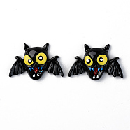 Resin Cabochons, Halloween Theme, Opaque, Bat, Black, 22x32.5x7mm(RESI-R429-21)