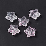 Transparent Acrylic Beads, with Dried Flower Petal, Star, Hot Pink, 19x20x8mm, Hole: 1.8mm(OACR-H019-33B)