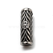 304 Stainless Steel Beads, Tube with Fleur De Lis, Antique Silver, 28.5x12x9mm, Hole: 6mm(STAS-D166-50AS)