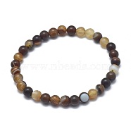 Natural Banded Agate/Striped Agate Bead Stretch Bracelets, Round, 2 inch~2-1/8 inch(5.2~5.5cm), Bead: 10mm(BJEW-K212-C-003)